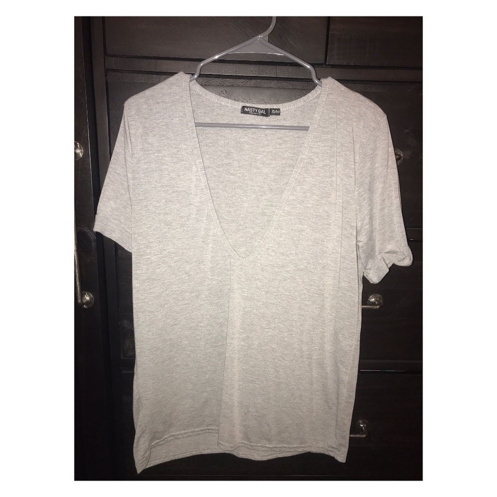 Grey Deep V Neck